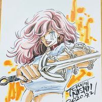 dessin sur shikishi de Nishii Terumi