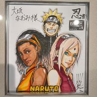 dessin Masashi Kishimoto mangaka Naruto pour Naomi Osaka la joueuse de tennis Jeux Olympiques 2020