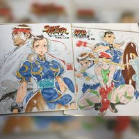 Dessin sur shikishi Street Fighter jeu video Capcom par Kinu Nishimura