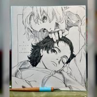 dessin sur shikishi Hotate Yuki mangaka A Witch of Caldera