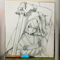 dessin sur shikishi Hotate Yuki mangaka A Witch of Caldera