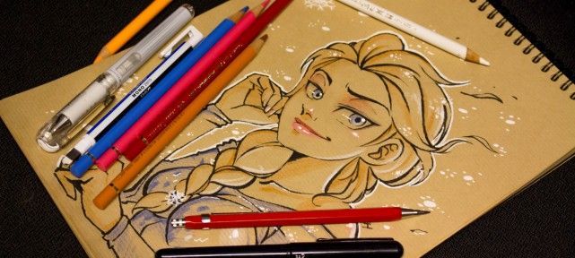 Dessinons Elsa de La Reine Des Neiges sur papier kraft