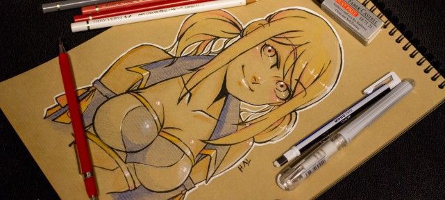 Dessinons Lucy - Fairy Tail sur papier kraft - fanart manga