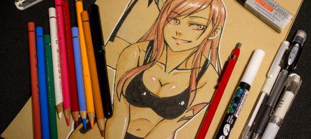 Comment dessiner Erza de Fairy Tail? Dessin sur papier kraft