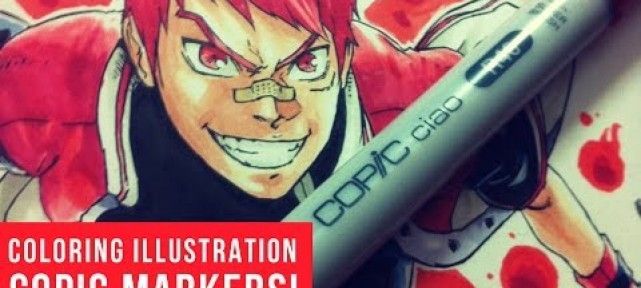 Manga shonen : Encrage à la plume G et colorisation aux feutres à alcool Copic