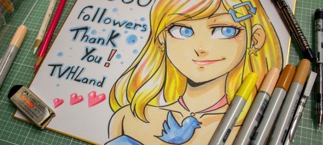 Shikishi des 2000 followers aux Copic