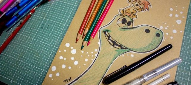 Comment dessiner Arlo au papier kraft - Le Voyage d