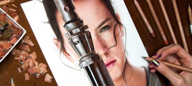 Star Wars Le Réveil De La Force : Dessiner Rey (Daisy Ridley) aux crayons de couleurs