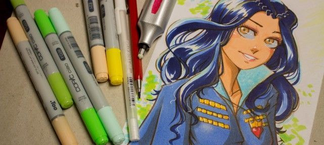 Comment dessiner Evie de Descendants aux feutres Copic ?