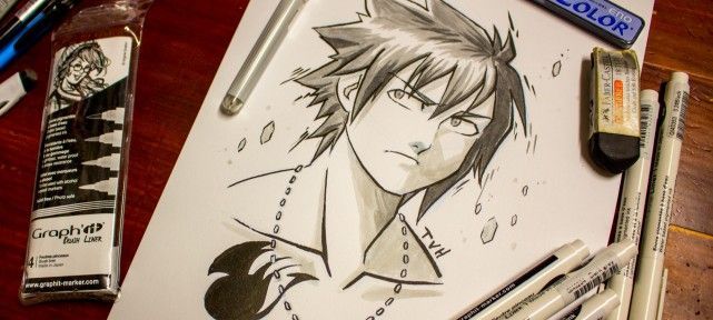 Comment dessiner Grey de Fairy Tail au Graph It Liner Brush ?