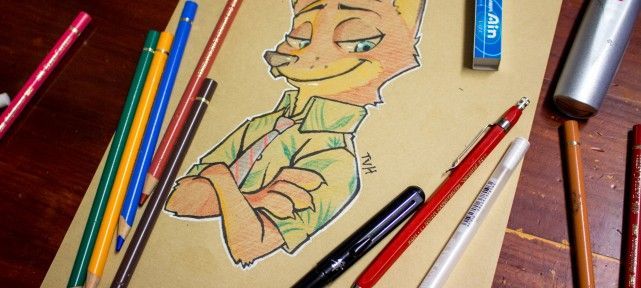 Comment dessiner Nick Wilde au papier kraft - Zootopie