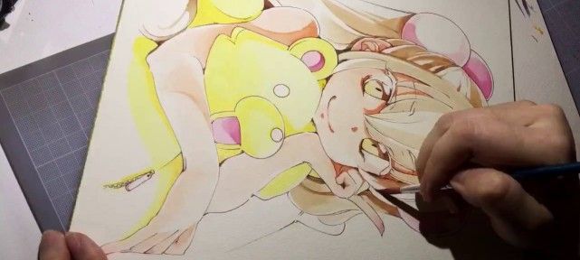 Peindre manga sur shikishi