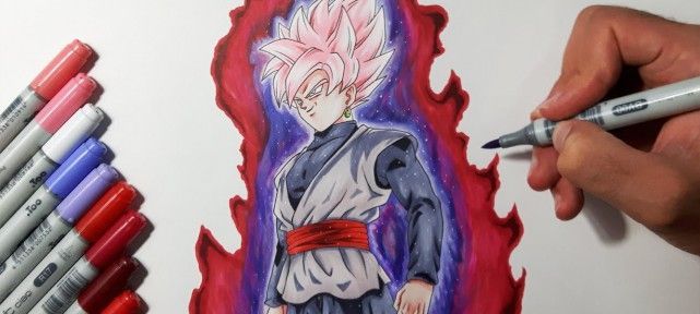 dessiner-dragon-ball-super-black-goku-transforme-en-super-saiyan-rose