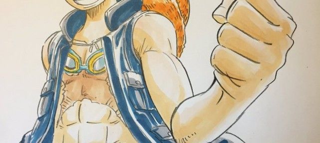 Dessins sur shikishi par Masayuki Sato, le chara designer du film One Piece Gold