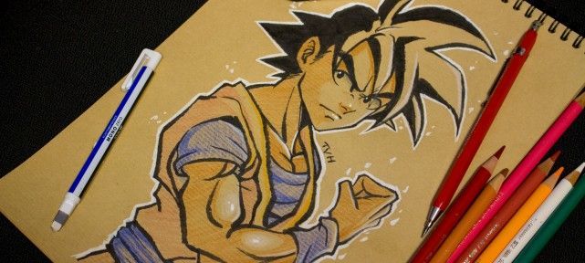 Comment dessiner San Goku de Dragon Ball Z? - Dessin sur papier kraft