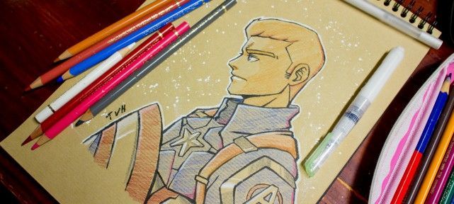 Comment dessiner Captain America Civil War? - Dessin sur papier kraft