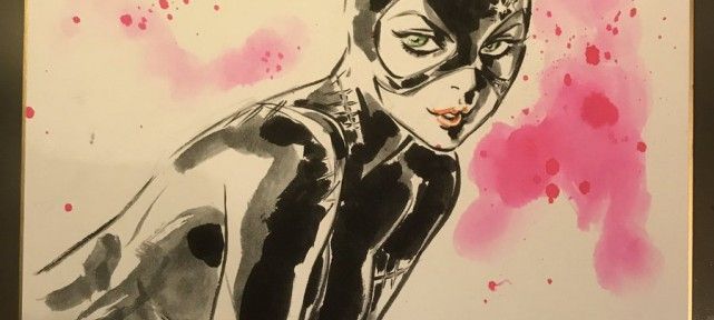 Dessins Comics sur shikishis : Wonder Woman, Batman, Le Joker, Catwoman, Supergirl