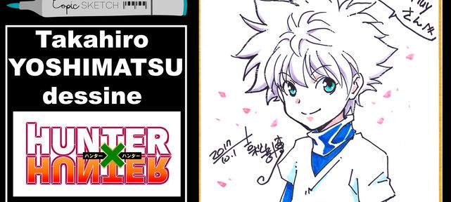 Takahiro YOSHIMATSU, character designer de Hunter X Hunter, dessine sur Shikishi au Copic Sketch