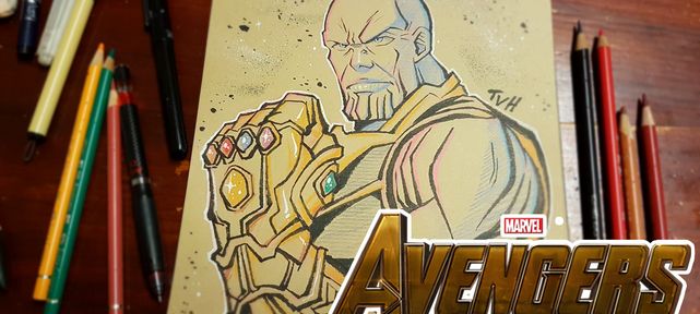 Dessin de Thanos au papier kraft - Avengers Infinity War