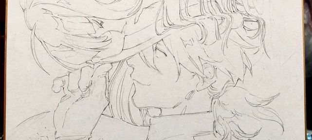 Dessins manga sur shikishi par 理查的腿毛