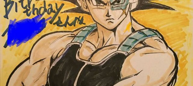 Dragon Ball : Dessin Baddak, le père de Son Goku sur shikishi par Sato Masaki