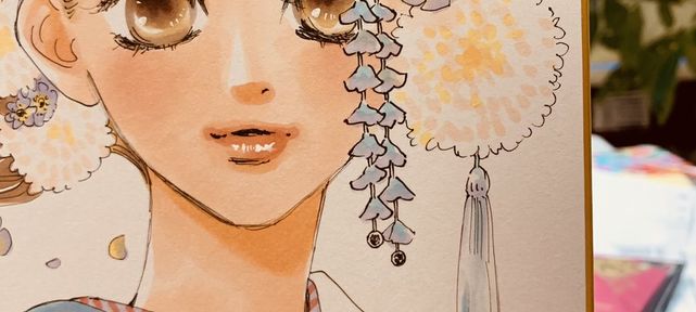 Chihayafuru : Dessin sur shikishi de la mangaka Yuki Suetsugu