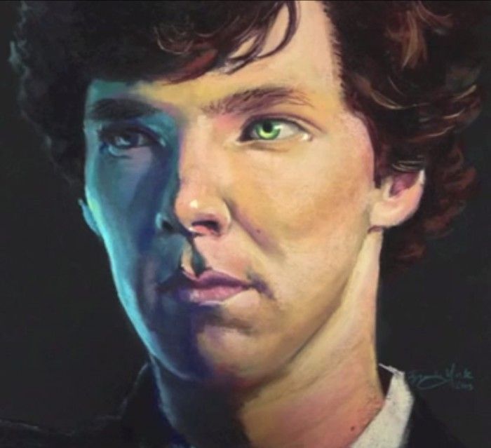 Portrait Sherlock Holmes aux pastels