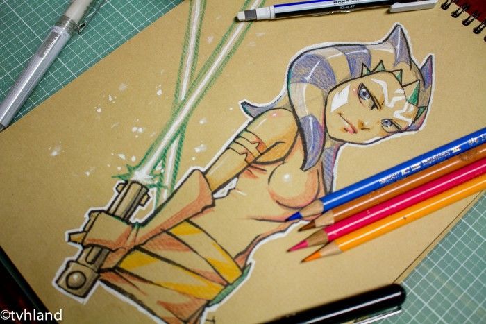 Comment dessiner Ahsoka Tano de Star Wars? Dessin sur papier kraft