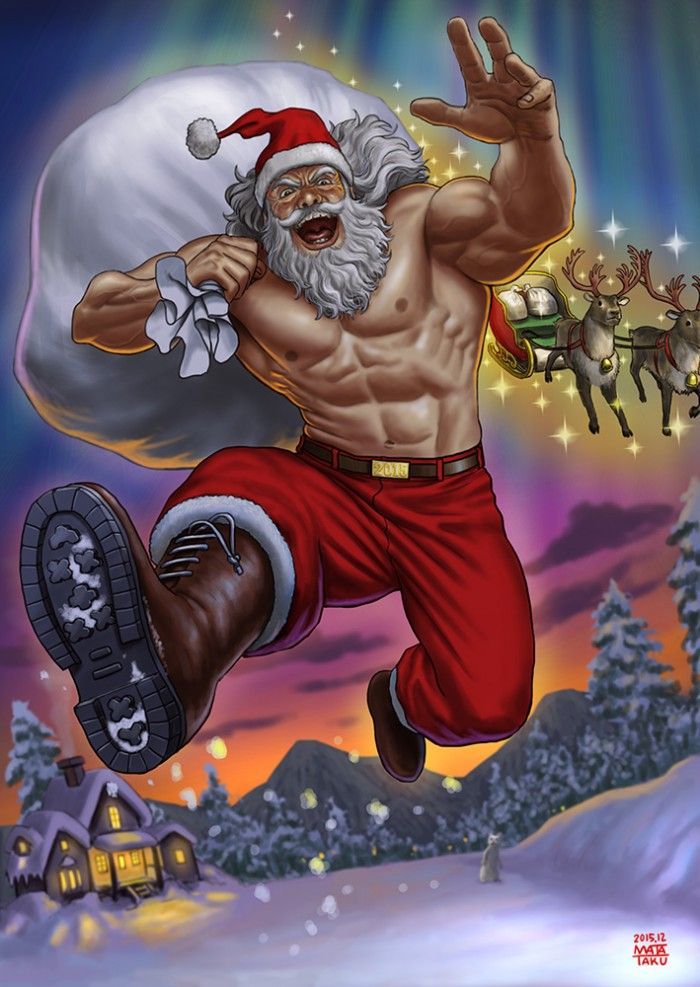 Dessins Humour Le Pere Noel Tout En Muscle Arrive Comme Chaque Annee