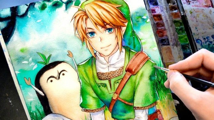 Peindre à l'aquarelle : The Legend of Zelda - Link par Laovaan