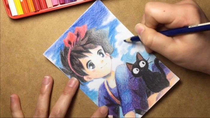 Kiki la petite sorcière : Dessin et Coloriage aux crayons de couleur !