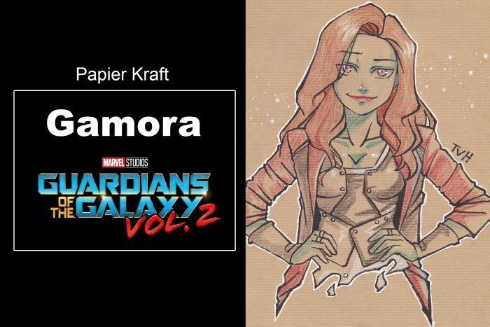 Dessiner Gamora au papier kraft - Les Gardiens De La Galaxie 2
