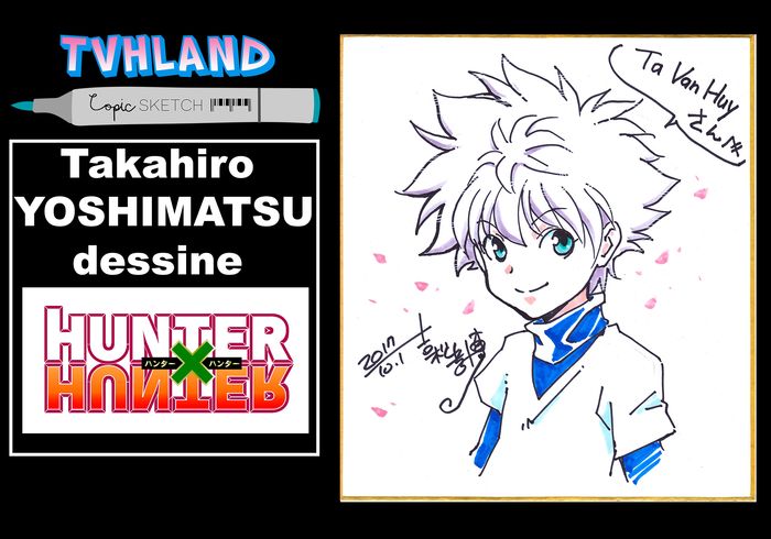 Takahiro YOSHIMATSU, character designer de Hunter X Hunter, dessine sur Shikishi au Copic Sketch