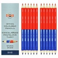 Boite de 12 Crayons bicolore bleu rouge 9 mm