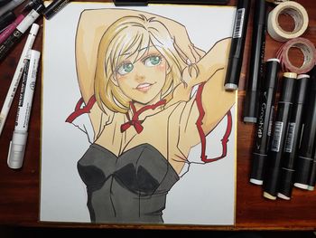 Dessin sur shikishi standard colorié au Graph It