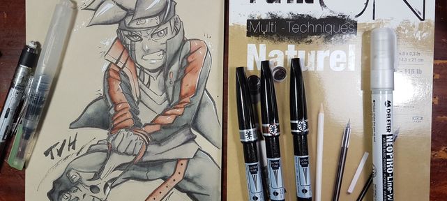 techniquealeau-brushsignpenartist-painton